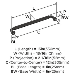305mm Cowrie Appliance Pull, Oil-Rubbed Bronze Alt 1 - Image
