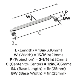 305mm Cowrie Appliance Pull, Polished Nickel Alt 1 - Image