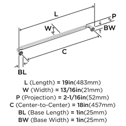 457mm Cowrie Appliance Pull, Polished Chrome Alt 1 - Image