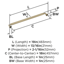 457mm Cowrie Appliance Pull, Golden Champagne Alt 1 - Image