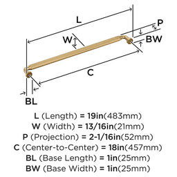 457mm Cowrie Appliance Pull, Champagne Bronze Alt 1 - Image