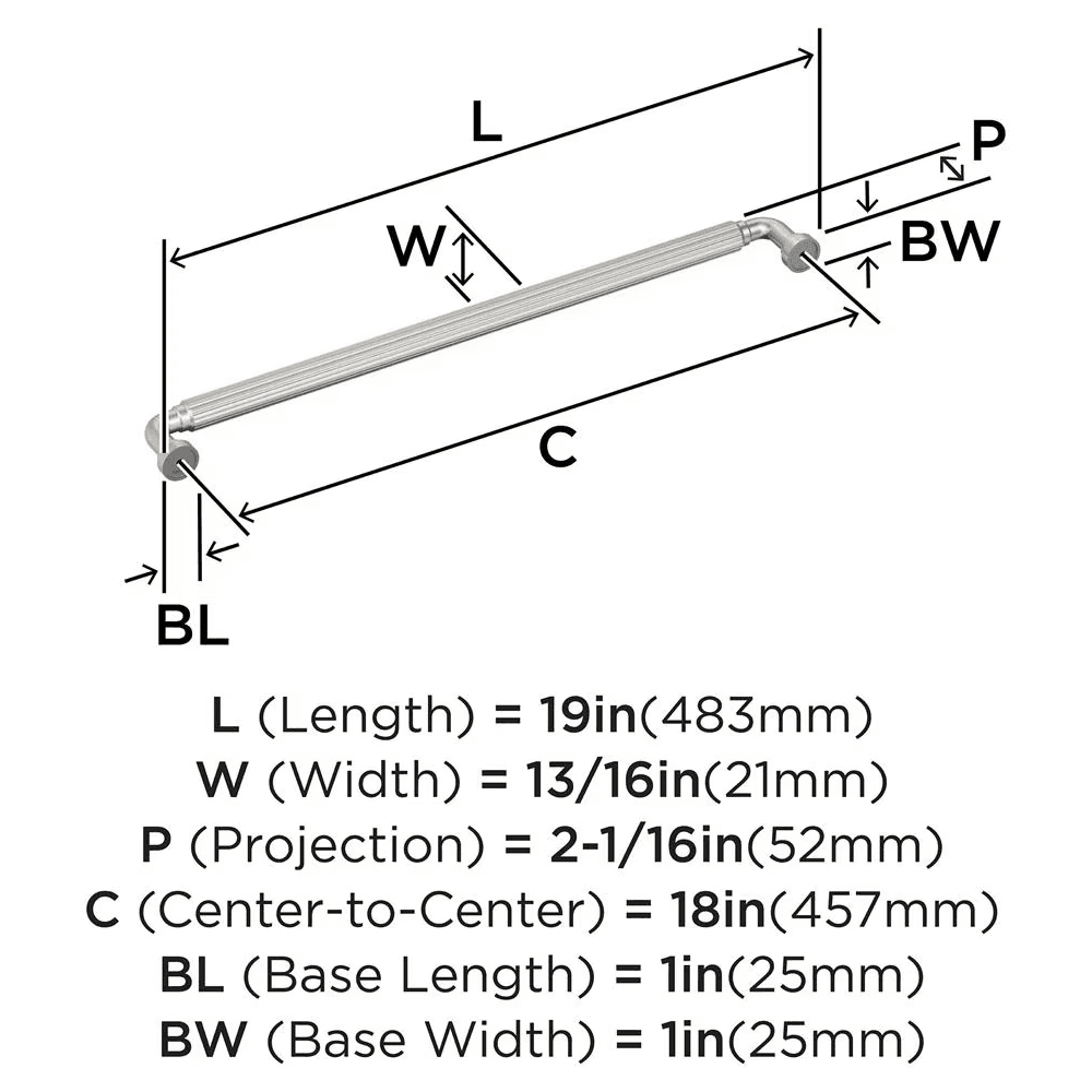 457mm Cowrie Appliance Pull, Satin Nickel Alt 1 - Image