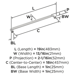 457mm Cowrie Appliance Pull, Satin Nickel Alt 1 - Image