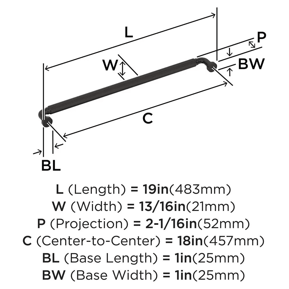 457mm Cowrie Appliance Pull, Oil-Rubbed Bronze Alt 1 - Image