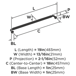 457mm Cowrie Appliance Pull, Oil-Rubbed Bronze Alt 1 - Image