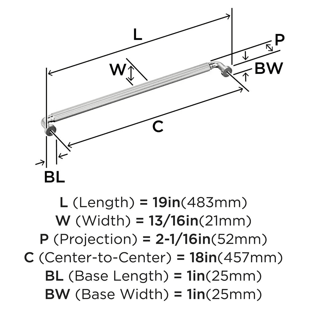 457mm Cowrie Appliance Pull, Polished Nickel Alt 1 - Image