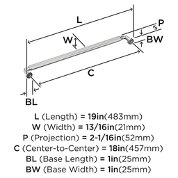457mm Cowrie Appliance Pull, Polished Nickel Alt 1 - Image