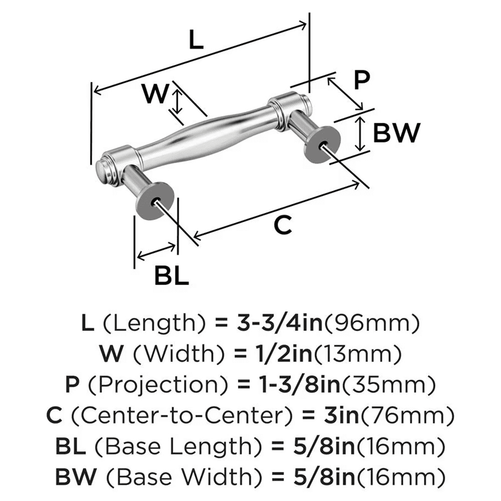 76mm Enlivity Cabinet Pull, Polished Chrome Alt 1 - Image