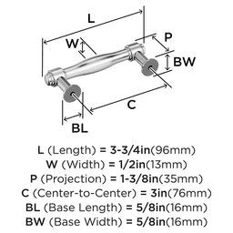 76mm Enlivity Cabinet Pull, Polished Chrome Alt 1 - Image