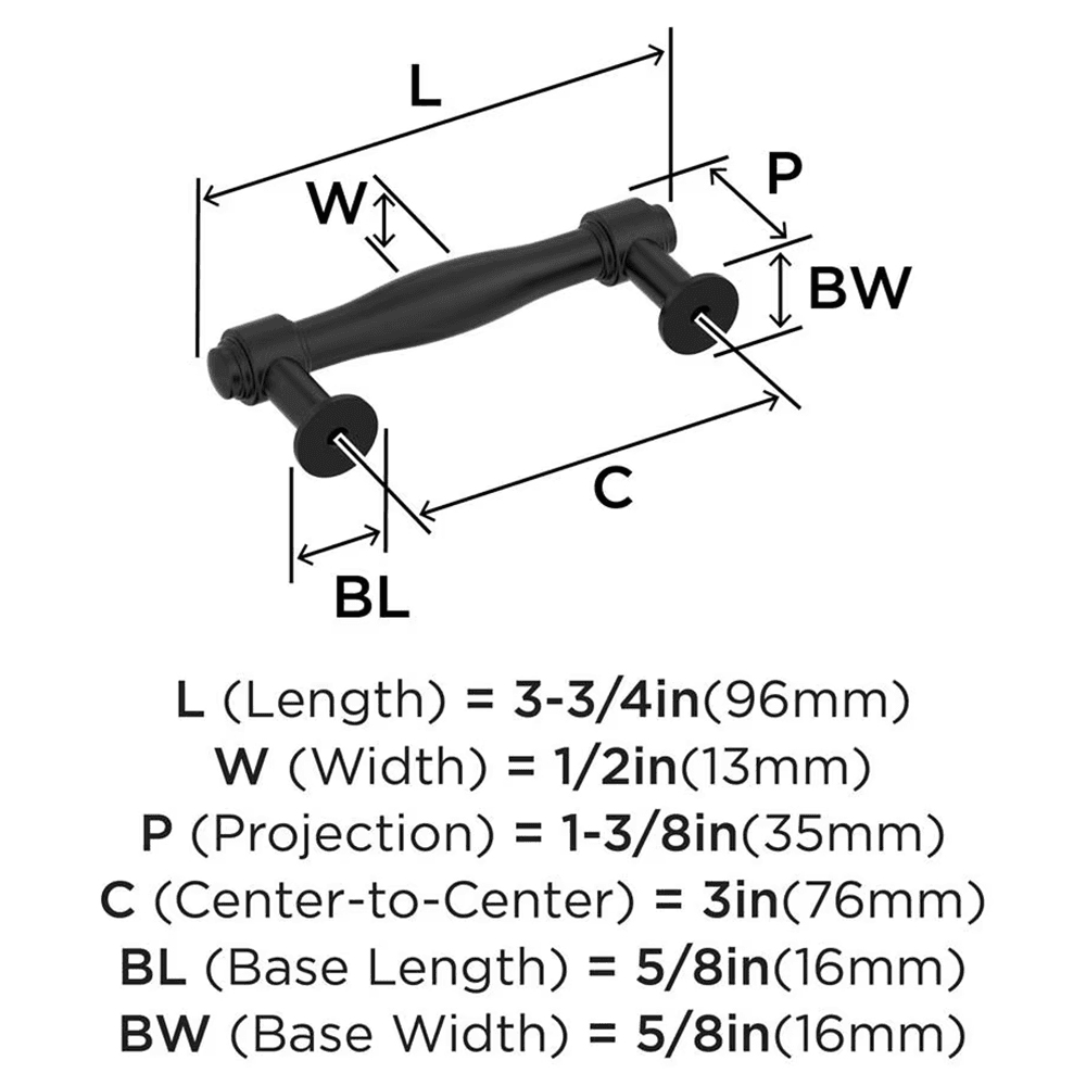 76mm Enlivity Cabinet Pull, Matte Black Alt 1 - Image