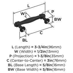 76mm Enlivity Cabinet Pull, Matte Black Alt 1 - Image