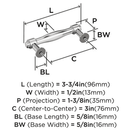 76mm Enlivity Cabinet Pull, Polished Nickel Alt 1 - Image