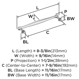 192mm Enlivity Cabinet Pull, Polished Chrome Alt 1 - Image