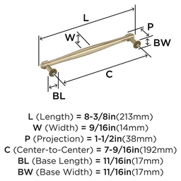 192mm Enlivity Cabinet Pull, Golden Champagne Alt 1 - Image