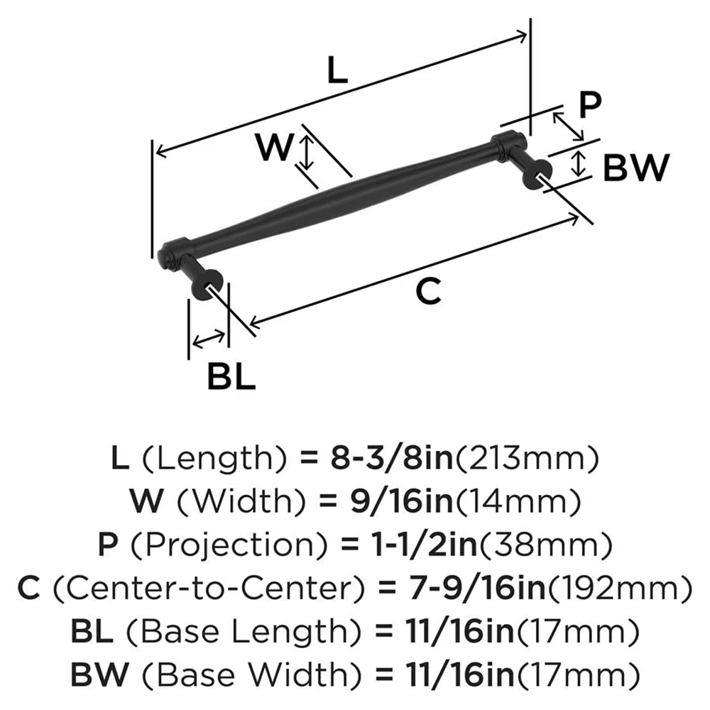 192mm Enlivity Cabinet Pull, Matte Black Alt 1 - Image