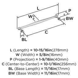 256mm Enlivity Cabinet Pull, Polished Nickel Alt 1 - Image