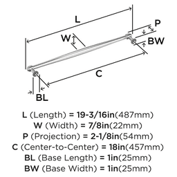 457mm Enlivity Appliance Pull, Polished Nickel Alt 1 - Image