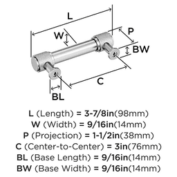 76mm Faraday Cabinet Pull, Satin Nickel Alt 1 - Image