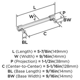 128mm Faraday Cabinet Pull, Polished Chrome Alt 1 - Image
