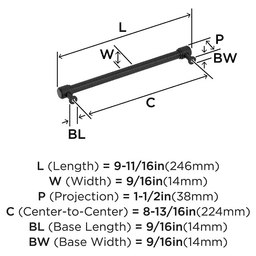 224mm Faraday Cabinet Pull, Matte Black Alt 1 - Image