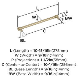 256mm Faraday Cabinet Pull, Golden Champagne Alt 1 - Image