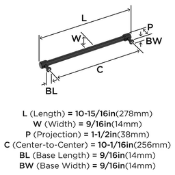 256mm Faraday Cabinet Pull, Matte Black Alt 1 - Image