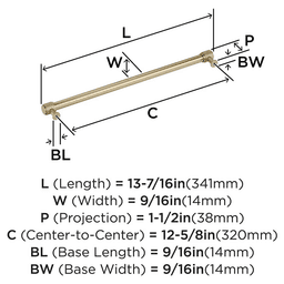 320mm Faraday Cabinet Pull, Golden Champagne Alt 1 - Image