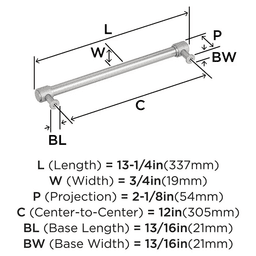 305mm Faraday Appliance Pull, Satin Nickel Alt 1 - Image
