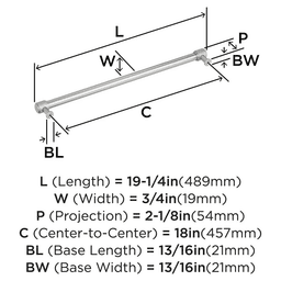 457mm Faraday Appliance Pull, Satin Nickel Alt 1 - Image