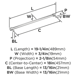 457mm Faraday Appliance Pull, Polished Nickel Alt 1 - Image