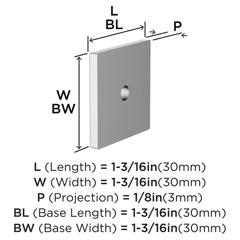 30mm Ladera Square Cabinet Knob Backplate, Polished Chrome Alt 1 - Image