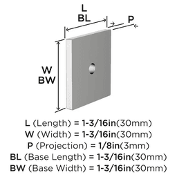 30mm Ladera Square Cabinet Knob Backplate, Polished Chrome Alt 1 - Image