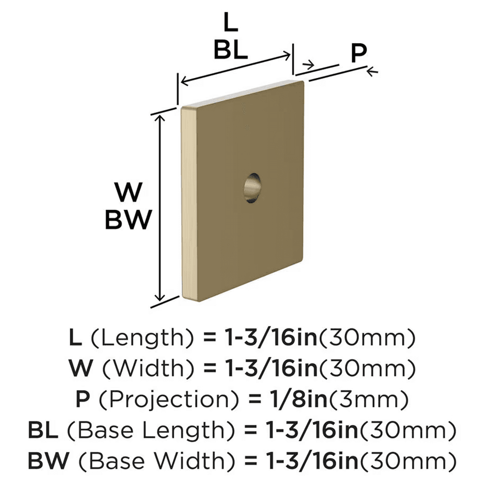 30mm Ladera Square Cabinet Knob Backplate, Golden Champagne Alt 1 - Image