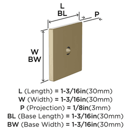 30mm Ladera Square Cabinet Knob Backplate, Golden Champagne Alt 1 - Image
