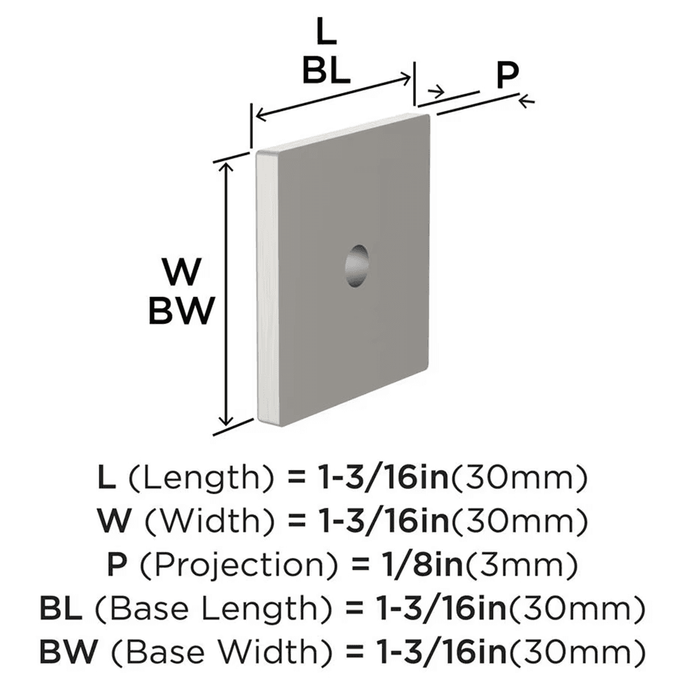 30mm Ladera Square Cabinet Knob Backplate, Satin Nickel Alt 1 - Image