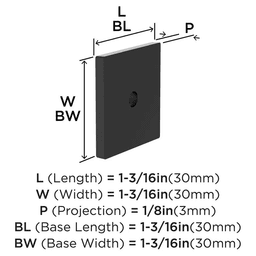 30mm Ladera Square Cabinet Knob Backplate, Matte Black Alt 1 - Image