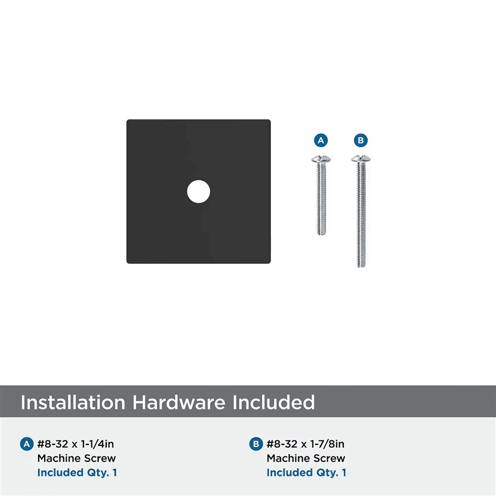 30mm Ladera Square Cabinet Knob Backplate, Matte Black Alt 2 - Image