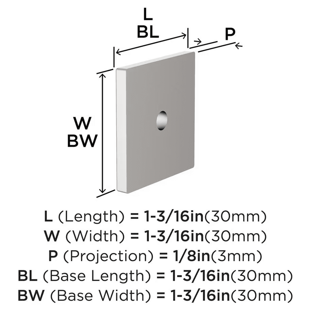 30mm Ladera Square Cabinet Knob Backplate, Polished Nickel Alt 1 - Image