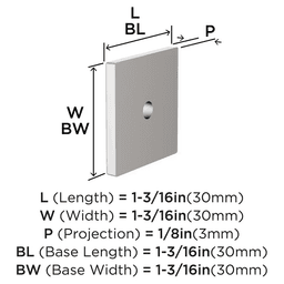 30mm Ladera Square Cabinet Knob Backplate, Polished Nickel Alt 1 - Image