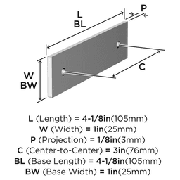 76mm Ladera Rectangle Cabinet Pull Backplate, Polished Chrome Alt 1 - Image