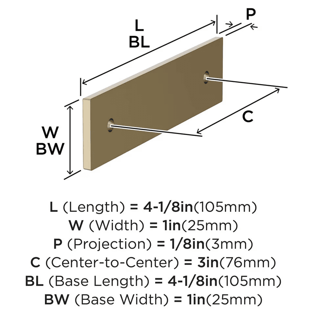 76mm Ladera Rectangle Cabinet Pull Backplate, Golden Champagne Alt 1 - Image