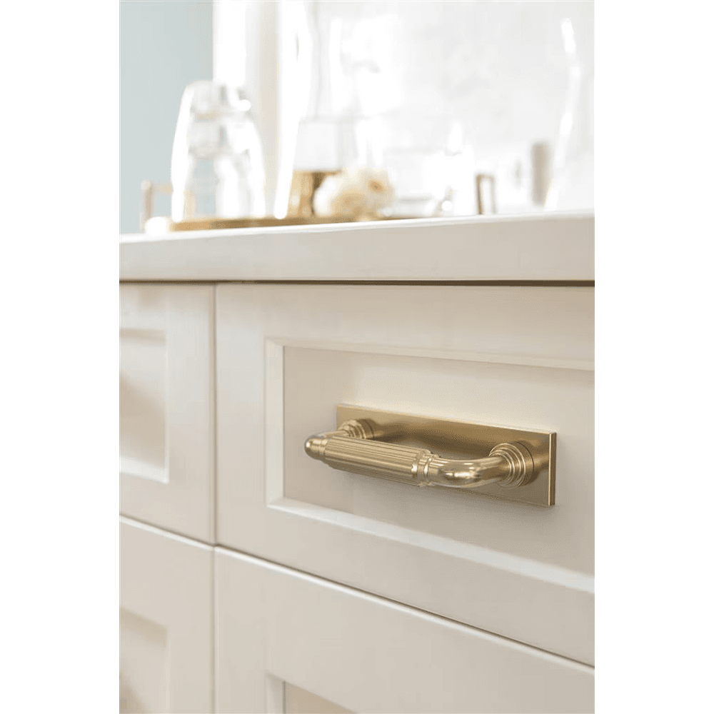 76mm Ladera Rectangle Cabinet Pull Backplate, Golden Champagne Alt 3 - Image