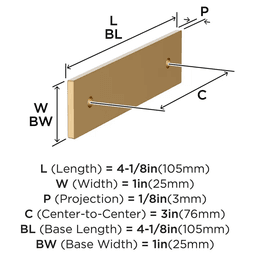 76mm Ladera Rectangle Cabinet Pull Backplate, Champagne Bronze Alt 1 - Image