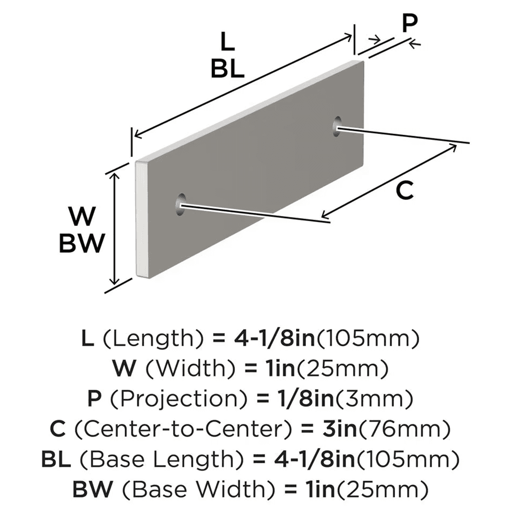 76mm Ladera Rectangle Cabinet Pull Backplate, Satin Nickel Alt 1 - Image