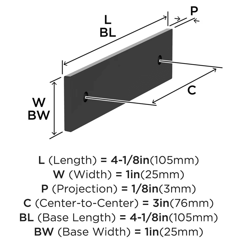 76mm Ladera Rectangle Cabinet Pull Backplate, Matte Black Alt 1 - Image