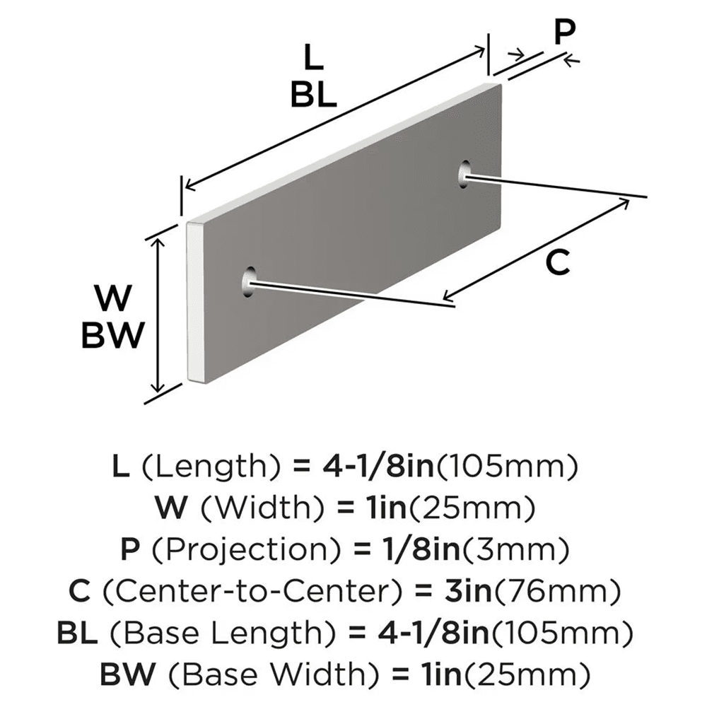 76mm Ladera Rectangle Cabinet Pull Backplate, Polished Nickel Alt 1 - Image