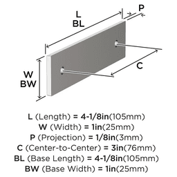 76mm Ladera Rectangle Cabinet Pull Backplate, Polished Nickel Alt 1 - Image