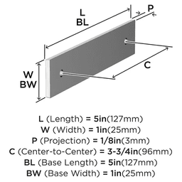 96mm Ladera Rectangle Cabinet Pull Backplate, Polished Chrome Alt 1 - Image