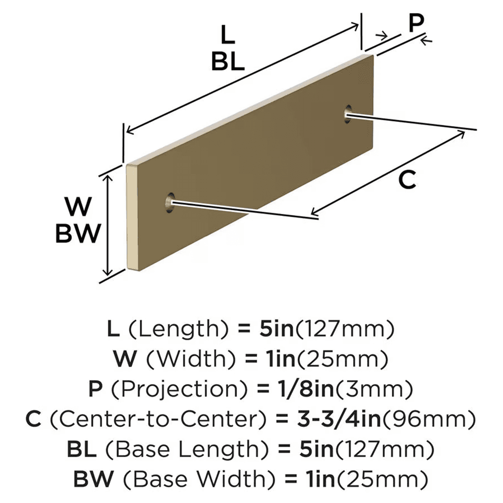 96mm Ladera Rectangle Cabinet Pull Backplate, Golden Champagne Alt 1 - Image