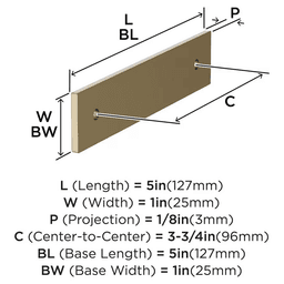 96mm Ladera Rectangle Cabinet Pull Backplate, Golden Champagne Alt 1 - Image